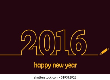 New Year 2016 line design vector.