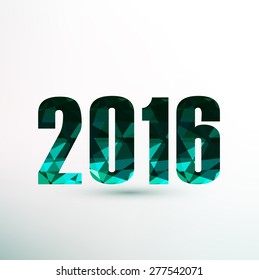 New Year 2016 in low poly style. Vector illustration.