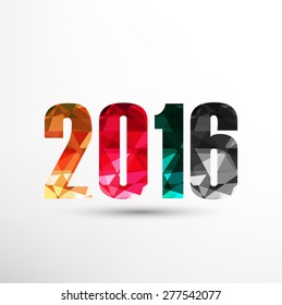 New Year 2016 in low poly style. Vector illustration.