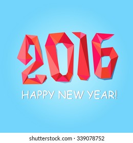 New Year 2016 in low poly style. Vector illustration.