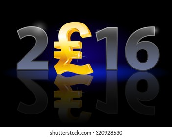 New Year 2016: metal numerals with english pound instead of zero having weak reflection