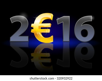 New Year 2016: metal numerals with euro instead of zero having weak reflection
