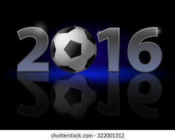 New Year 2016: metal numerals with football instead of zero having weak reflection
