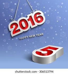 New year 2016 modern vector background, 3D high-tech festive background, Vector illustration Eps 10