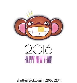 New Year. 2016 Year of the Monkey. Chinese zodiac. Modern illustration.