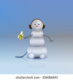 New Year 2016 Monkey snowman or snowmonkey