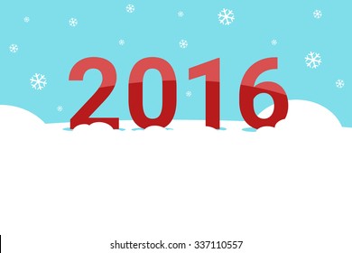 New year 2016 numbers illustration in snow. Snow flakes background. Vector illustration Eps 10.