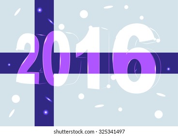 New Year 2016 on a background of the flag Finland
