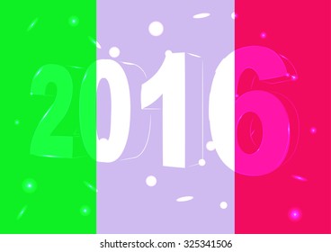 New Year 2016 on a background of the flag Italy
