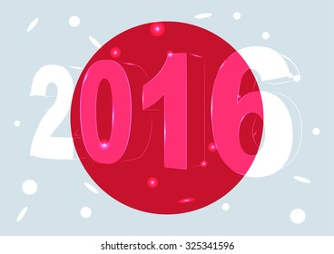 New Year 2016 on a background of the flag Japan
