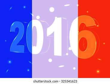 New Year 2016 on a background of the flag France