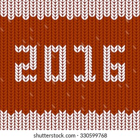 New Year 2016 on knitted fabric. Fragments of knitting in shape of number 2016. Knitting seamless pattern 