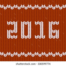 New Year 2016 on knitted fabric. Fragments of knitting in shape of number 2016. Knitting seamless pattern