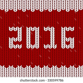 New Year 2016 on knitted fabric. Fragments of knitting in shape of number 2016. Knitting seamless pattern