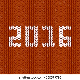 New Year 2016 on knitted fabric. Fragments of knitting in shape of number 2016. Knitting seamless pattern
