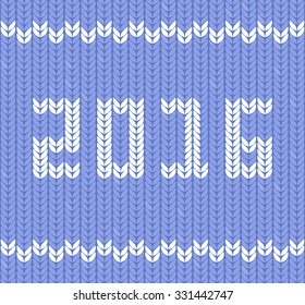 New Year 2016 on knitted fabric. Fragments of knitting in shape of number 2016. Knitting seamless pattern