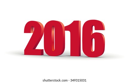 The new year 2016. Red 3d perspective inscription. Vector EPS10