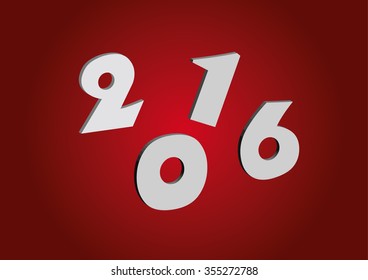 New Year 2016 red background, stock vector.