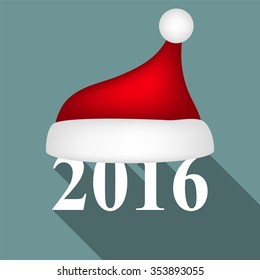 New Year 2016 and santa hat