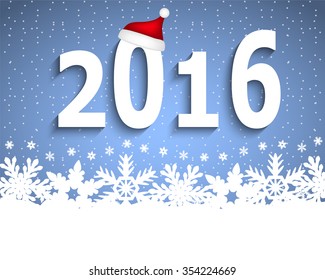 New Year 2016 and santa hat