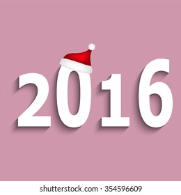 New Year 2016 and santa hat