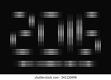 New year 2016 text design of white lights on dark background