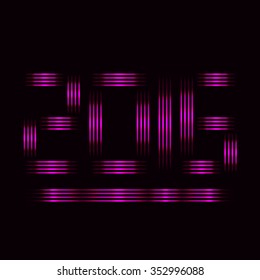 New year 2016 text design of pink lights on dark background