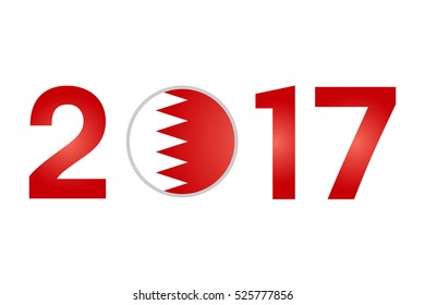 New Year 2017 with Bahrain Flag Isolated on White Background - Vector Illustration


