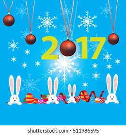 New Year 2017 banner with Easter Bunny