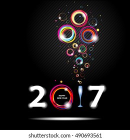 New year 2017 in black background. Abstract poster