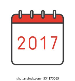 New Year 2017 calendar color icon. Isolated vector illustration