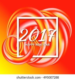 New Year 2017 celebration background. Frame of circular multicolored spiral shape, swirling rainbow.Greeting card template. Vector illustration.