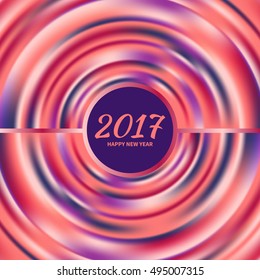 New Year 2017 celebration background. Frame of circular multicolored rainbow.Greeting card template. Vector illustration.