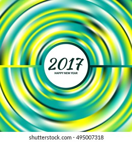 New Year 2017 celebration background. Frame of circular multicolored rainbow.Greeting card template. Vector illustration.
