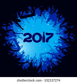 New year 2017. Clouds from the crowd 