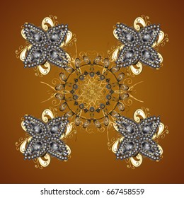 New Year 2017 collection. Brown snowflakes seamless pattern in abstract style. Ornamental artistic vector illustration in brown colors for Merry christmas cards. Freehand ethnic Xmas sketch.