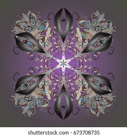 New Year 2017 collection. Freehand ethnic Xmas sketch. Snowflakes ornamental pattern in abstract style. Ornamental artistic vector illustration in colors for Merry christmas cards.