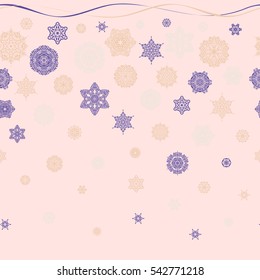 New Year 2017 collection. Neutral snowflakes seamless pattern in abstract style. Ornamental artistic vector illustration in neutral colors for Merry christmas cards. Freehand ethnic Xmas sketch.