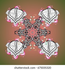 New Year 2017 collection. Ornamental artistic vector illustration in colors for Merry christmas cards. Freehand ethnic Xmas sketch. Snowflakes ornamental pattern in abstract style.