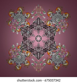 New Year 2017 collection. Snowflakes ornamental pattern in abstract style. Ornamental artistic vector illustration in colors for Merry christmas cards. Freehand ethnic Xmas sketch.
