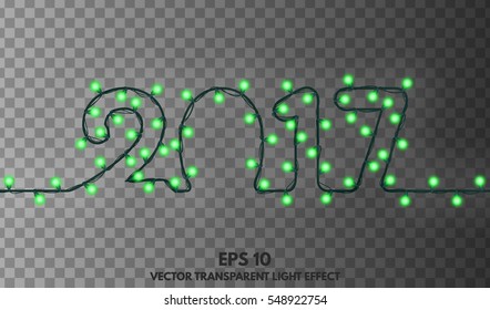 New Year 2017 concept garlands isolated on a transparent background. Vector illustration of a 2017 date for your Projects summary.