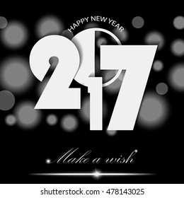 New Year 2017 concept on black ambient background. Vector illustration