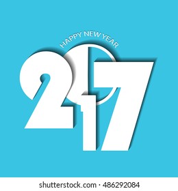 New Year 2017 concept on cyan background. Vector illustration