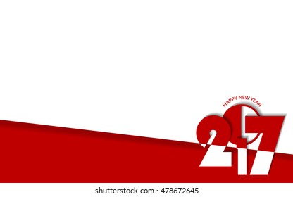 New Year 2017 concept in red and white style. Use for posters, covers, placards, flyers and banner designs- stock vector