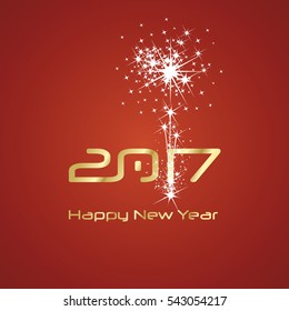 New Year 2017 cyberspace firework gold red vector