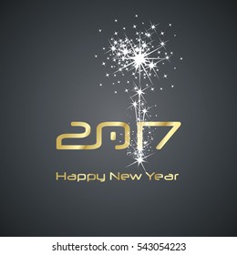 New Year 2017 cyberspace firework gold black vector