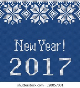 New Year 2017 Design Seamless Knitting Pattern