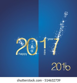 New Year 2017 The End 2016 gold blue vector