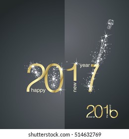 New Year 2017 The End 2016 gold black vector