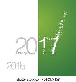 New Year 2017 The End 2016 grey white green vector
